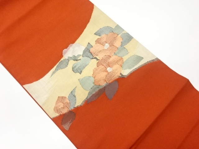 JAPANESE KIMONO / VINTAGE FUKURO OBI / WOVEN CAMELLIA